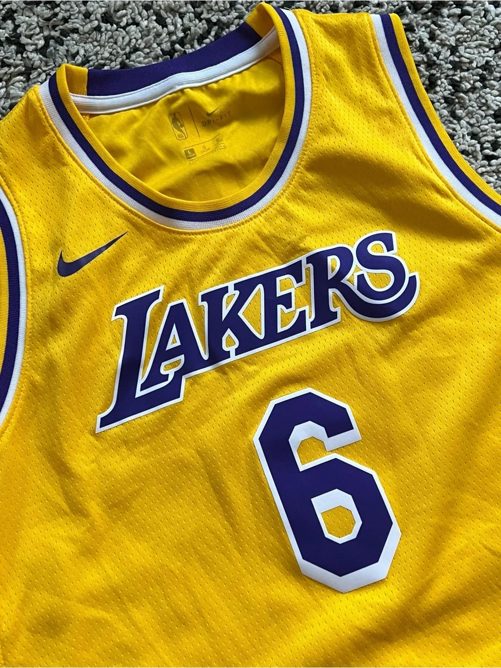 Nike Swingman Youth Lebron James Lakers Jersey #6 Yellow Size 14/16